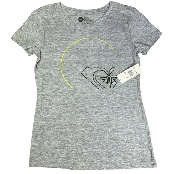 ROXY Women's T-Shirt Cotton Gray Tee Carson Heart New - Picture 1 of 12